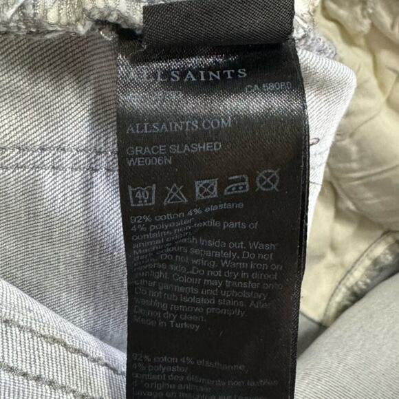 ALLSAINTS Grace Slashed Skinny Jeans In Gray Size 26 - Picture 8 of 10
